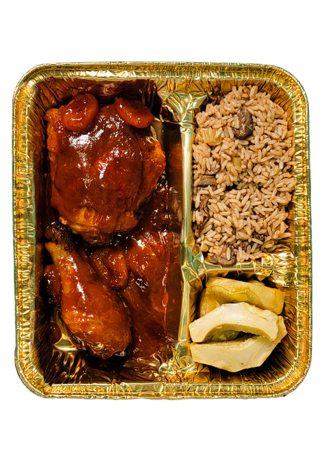 Apricot Chicken, Mushroom Rice, And Artichoke Lemony(Meat)