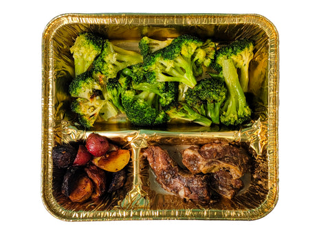 Boneless Ribs, Roasted Potatoes, and Steamed Broccoli (Meat)